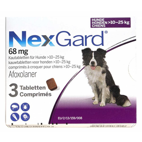 NexGard (НексГард) Таблетки от блох и клещей для собак весом от 10 до 25 кг