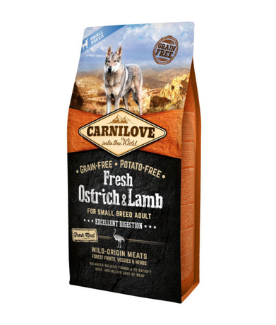 Сухой корм Carnilove Dog Fresh Adult Small Breed Ostrich & Lamb для взрослых собак малых пород (страус и ягненок)