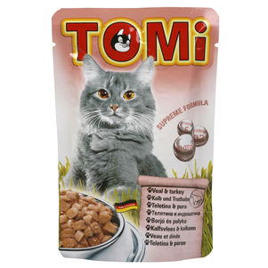 TOMi veal turkey МЯСО ИНдЕЙКА консервы для кошек, влажный корм, пауч