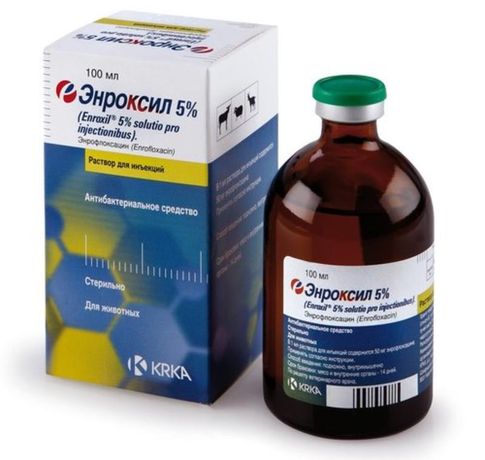 Enroxil (Енроксил) by KRKA 5% Антибактеріальний препарат Енроксил 5% (розчин для ін'єкцій)