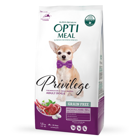 Optimeal Privilege Grain Free Small Breeds Adult Dog беззерновий корм для дорослих собак малих і мініатюрних порід (ягня)