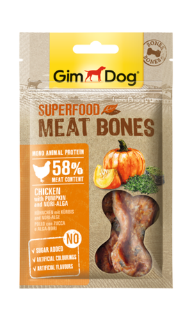 GimDog Superfood М'ясні кісточки з куркою, гарбузом та норі для собак