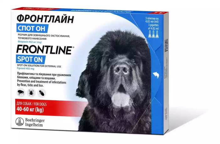 Frontline Spot On (Фронтлайн Спот Он) краплі проти бліх та кліщів для собак вагою 40-60 кг
