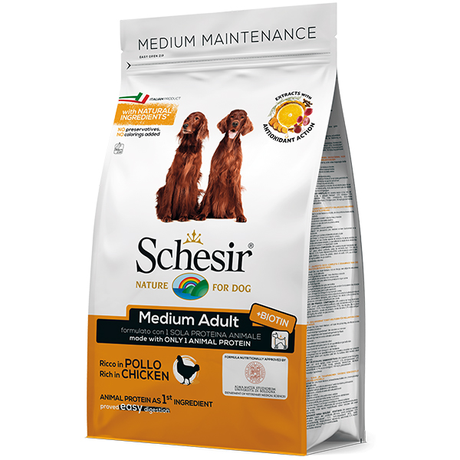 Schesir Dog Medium Adult Chicken сухой монопротеиновый корм для собак средних пород (курица)