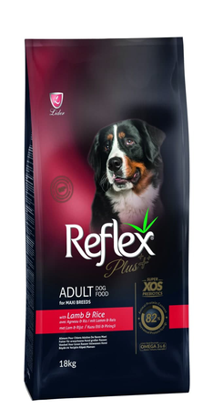 Корм сухий повноцінний та збалансований для собак великих порід Reflex Plus, з ягням та рисом