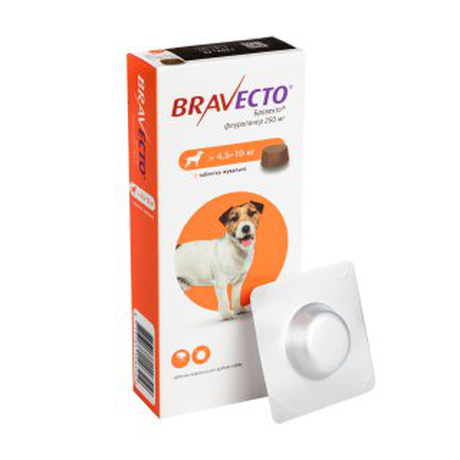 Таблетка Bravecto (Бравекто) від бліх та кліщів для собак вагою 4.5-10 кг