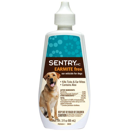 SENTRY EARMITE free капли с алоэ против ушного клеща для собак