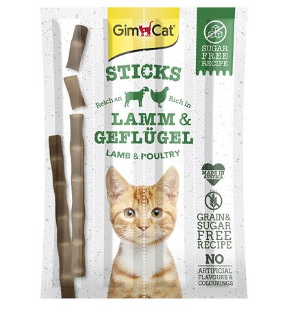 Ласощі GimCat для котів палички Гімкет Стікс з ягням та птицею 4 по 5 г