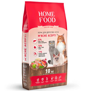 Home Food Сухий корм преміум-класу для дорослих кішок, м'ясне асорті