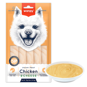 Wanpy Creamy Lickable Treat Chicken&Cheese Рідкі Ласощі Для Собак З Куркою Та Сиром, 5 Шт/Уп Фото Зоомагазину Dog.Com.Ua