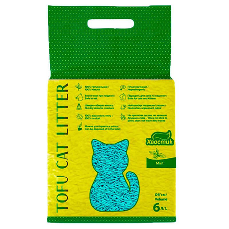 Наповнювач Хвостик Tofu Cat Litter Mint наповнювач, що комкується, для котячого туалету