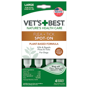 Vet`s Best Flea + Tick Spot On Tubes Large Краплі від бліх та кліщів для собак великих порід більше 18 кг