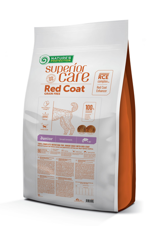 Nature's Protection Red Coat Grain Free Junior Mini Breeds with SALMON для щенков мелких пород с рыжим оттенком шерсти  (лосось)