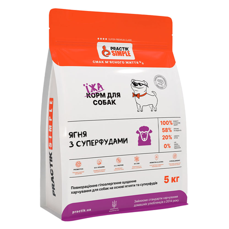 Сухий Корм Practik Simple Для Собак З Ягням Та Суперфудами Фото Від Dog.Com.Ua