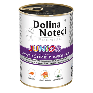 Корм консервированный Dolina Noteci Premium для щенков с печенью кролика