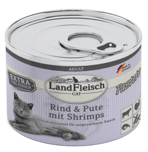 LandFleisch паштет для котов из говядины, индейки и креветок