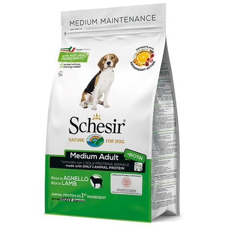 Schesir Dog Medium Adult Lamb ШЕЗИР сухой монопротеиновый корм для взрослых собак средних пород (ягненок)