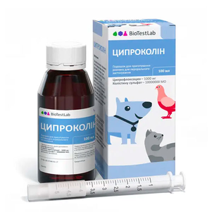 Biotestlab Ципроколін Оральний Антибіотик Для Тварин, 100 Мл Фото Зоомагазину Dog.Com.Ua