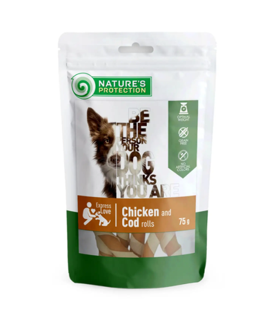Nature'S Protection Snack For Dogs Chicken And Cod Rolls Ласощі Для Собак, Роли З Курки Та Тріски Фото Від Dog.Com.Ua