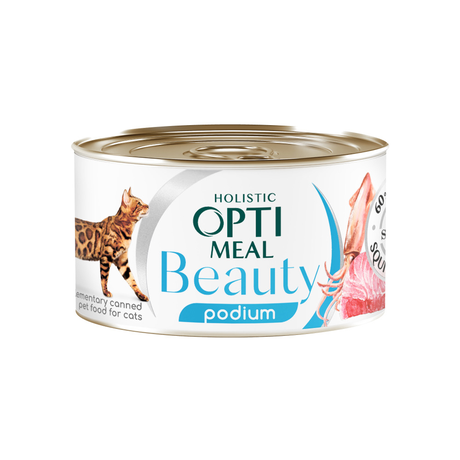 Optimeal Beauty Harmony Консерва Із Заспокійливим Ефектом Для Котів Зі Смугастим Тунцем Із Кальамарами В Желе, 70 Г Фото Від Dog.Com.Ua