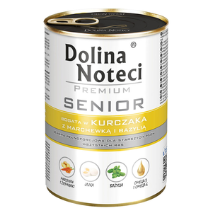 Корм Консервований Dolina Noteci Premium Senior Для Літніх Собак З Куркою, Морквою Та Базиліком Фото Зоомагазину Dog.Com.Ua