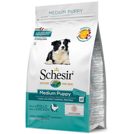 Schesir Dog Medium Puppy сухой монопротеиновый корм для щенков средних пород (курица)