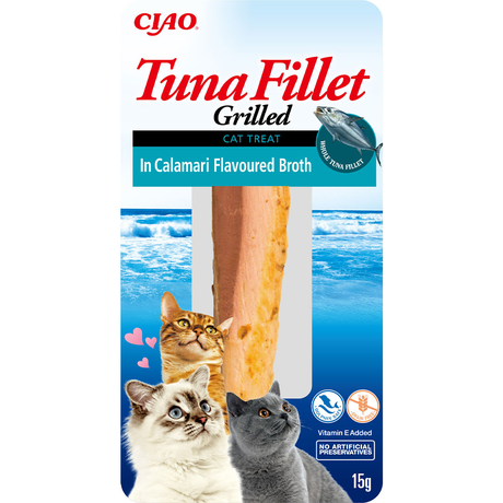 INABA Grilled ласощі для котів, філе тунця на грилі в бульйоні з кальмарів