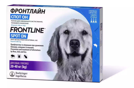 Frontline Spot On (Фронтлайн Спот Он) капли против блох и клещей для собак весом 20-40 кг