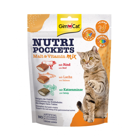 GimCat Nutri Pockets Malt-Vitamin Mix - мікс подушечок для котів