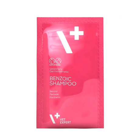 Vet Expert Benzoic Shampoo Антибактеріальний протигрибковий шампунь для котів і собак з жирною шкірою, саше 20х15мл