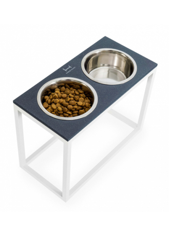 Harley And Cho Миски На Підставці (Чорний Камінь + Білі Ніжки) Фото Від Dog.Com.Ua