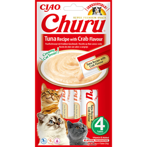 Inaba Churu Ласощі Для Котів, Вершковий Мус В Стіках, Тунець/Краб 4*14 Г Фото Зоомагазину Dog.Com.Ua
