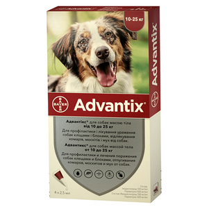 Bayer Advantix (Адвантикс) капли от блох и клещей для собак весом 10-25 кг