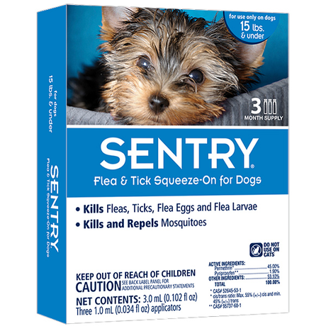 SENTRY Сентрі краплі від бліх, кліщів та комарів для собак вагою до 7 кг (до 15 lbs)