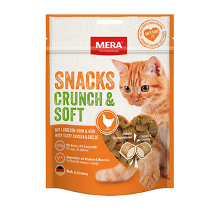 Mera snacks Crunch & Soft Huhn&Käse снеки для кошек с курицей и сыром, 200 гр