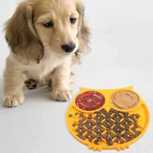 WahoPet Лизальний килимок для собак і котів сова силіконовий (жовтий)