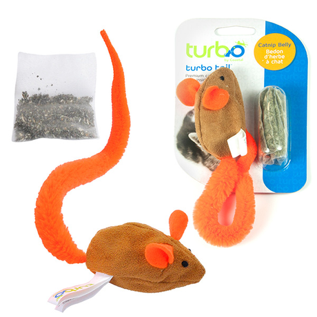 Coastal Turbo Tail Mouse Catnip КОСТАЛ ТУРБО ТЕЙЛ МЫШКА интерактивная игрушка для котов, оранжевый хвост, кошачья мята, ткань