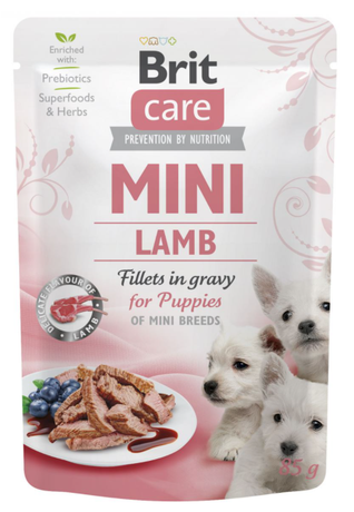Консерва Brit Care Dog Mini Fillets In Gravy з ягням для цуценят малих та мініатюрних порід