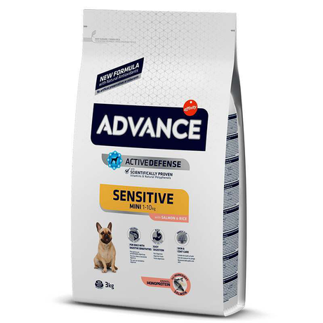 Сухой корм Advance (Эдванс) Mini Sensitive для собак мелких пород с чувствительным пищеварением (лосось и рис)