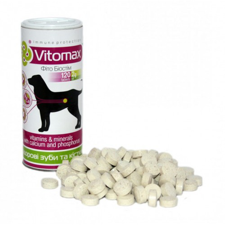 VITOMAX витаминные добавки для укрепления зубов и костей собак с кальцием и фосфором