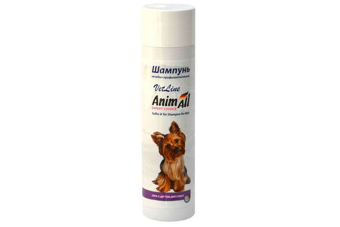 AnimAll VetLine Шампунь для собак і кішок при дерматологічних проблемах із сіркою та дьогтем