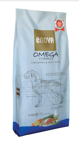 Сухий корм Enova Omega Formula повнораційний беззерновий корм для дорослих собак, ведучих активний образ життя, вагітних собак і цуценят всіх порід та розмірів (лосось)