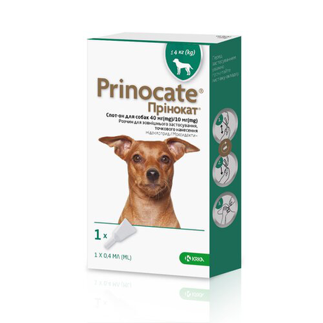 KRKA Prinocate Dog Протипаразитарні краплі Принокат на холку від бліх, кліщів та гельмінтів для собак вагою до 4 кг