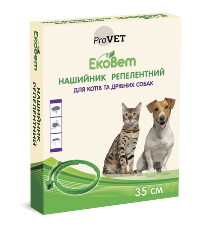 ЕкоВет репелентний нашийник від бліх та кліщів для котів та дрібних порід собак