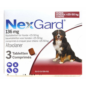NexGard (НексГард) Таблетки від бліх та кліщів для собак вагою від 25 до 50 кг