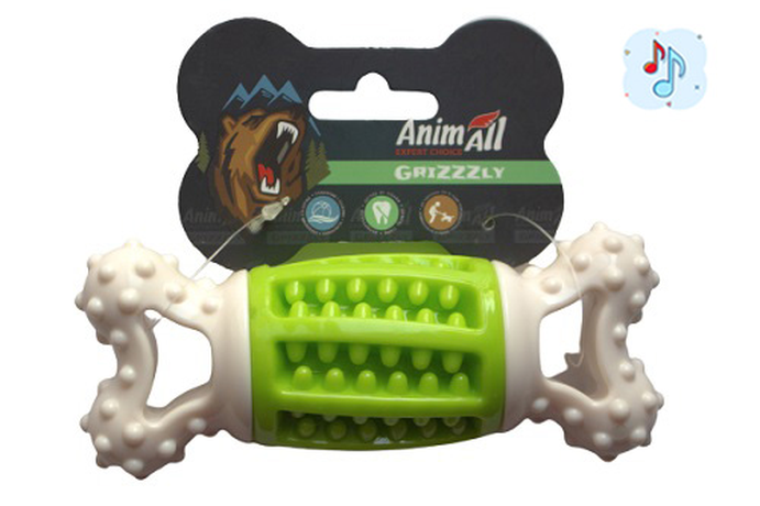 AnimAll GrizZzly Кость-зубочистка игрушка, green/white