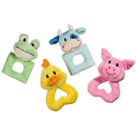 Flamingo Puppy Toy ФЛАМІНГО кільце іграшка для цуценят та собак малих порід, жаба, бичок, свинка, курча, плюш