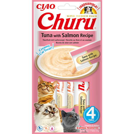 Inaba Churu Ласощі Для Котів, Вершковий Мус В Стіках, Тунець/Лосось 4*14 Г Фото Від Dog.Com.Ua