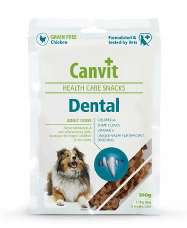 Canvit Dental Беззернові напіввологі ласощі для підтримки здоров'я зубів у собак