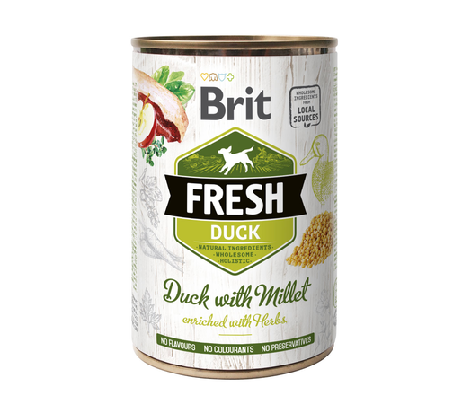 Консерва Brit Fresh Dog з качкою та пшоном для собак